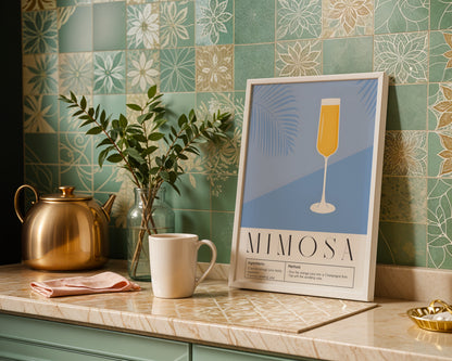 Mimosa Cocktail Recipe Framed Poster#1 – Framed Wall Art Poster - Image 1
