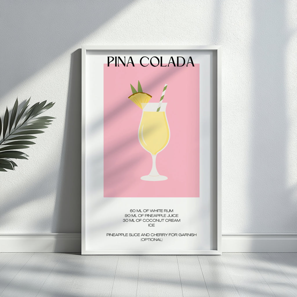 Pina Colada Cocktail Recipe Framed Poster – Framed Wall Art Poster - Image 4