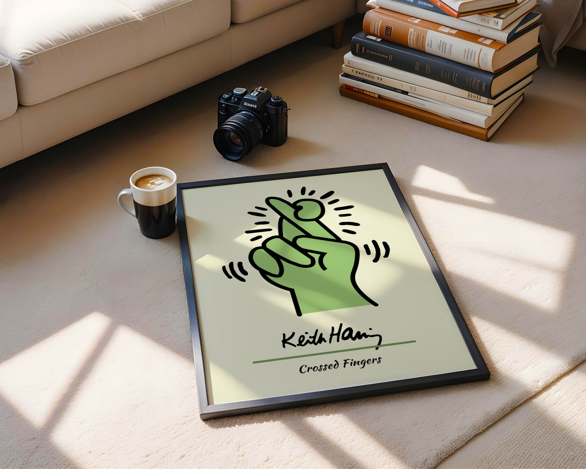 Keith Haring Crossed Fingers Pop Art Framed Poster - View 3