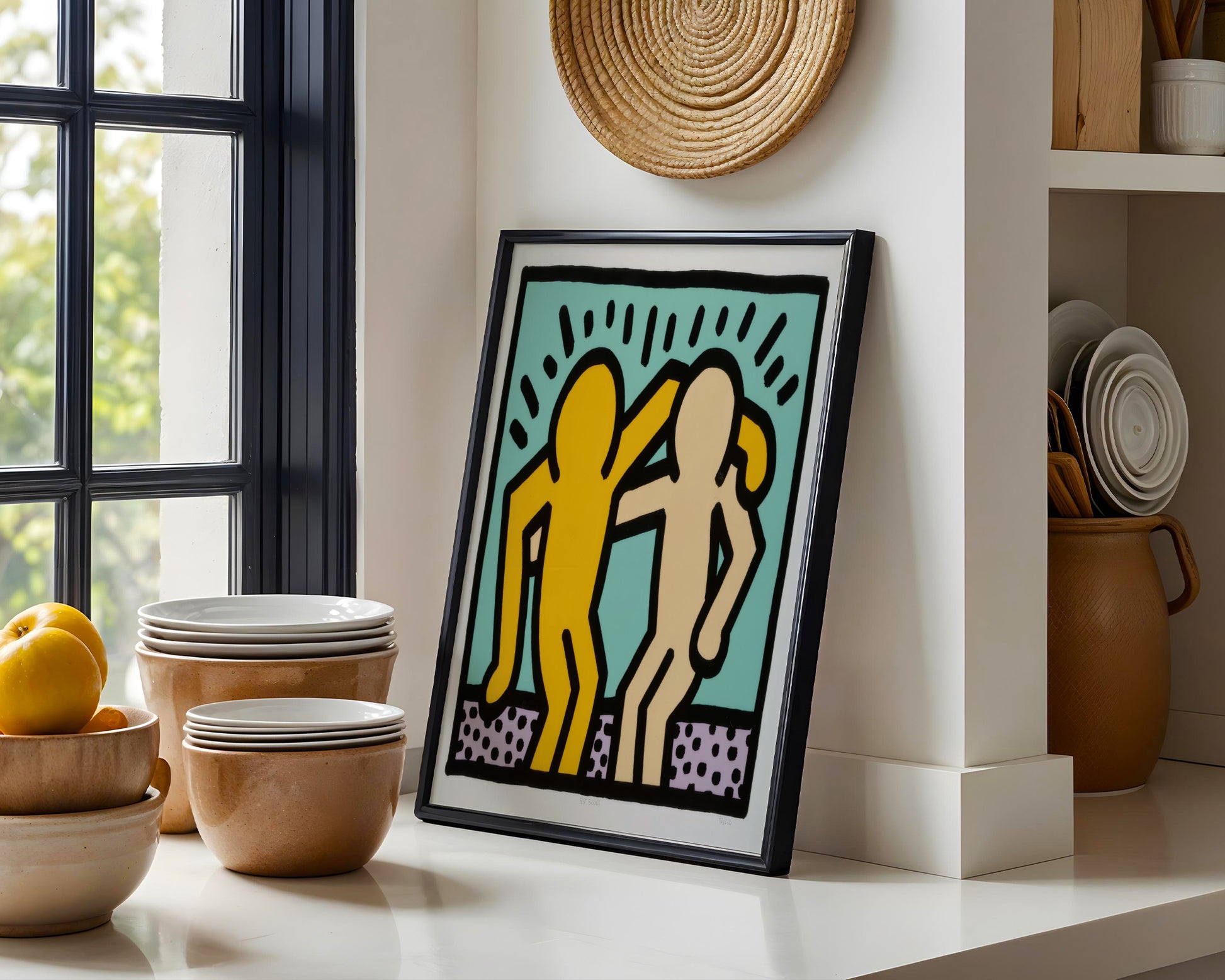 Keith Haring Style Dancing Figures Framed Poster - View 2
