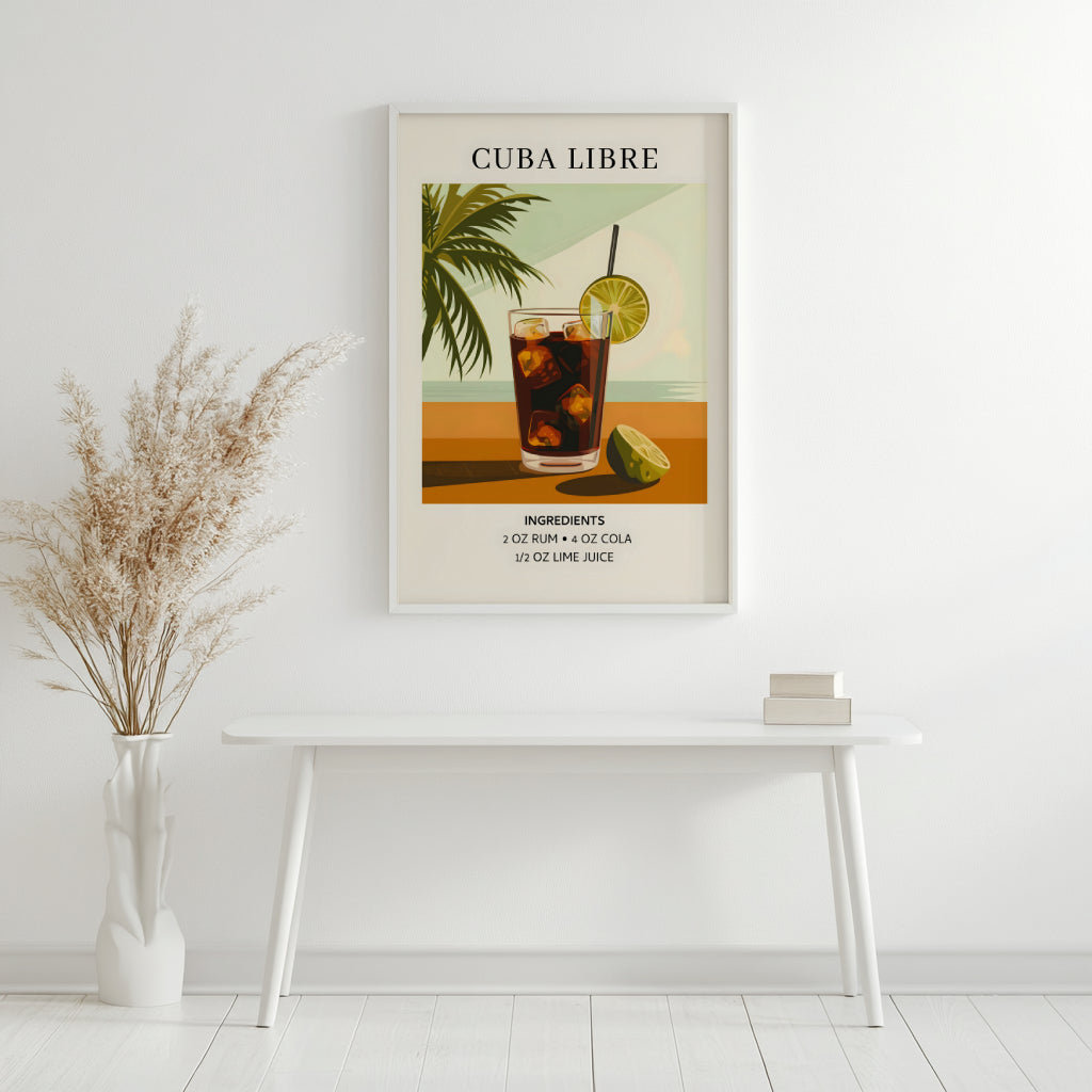 Cuba Libre Cocktail Recipe Framed Poster – Framed Wall Art Poster - Image 3