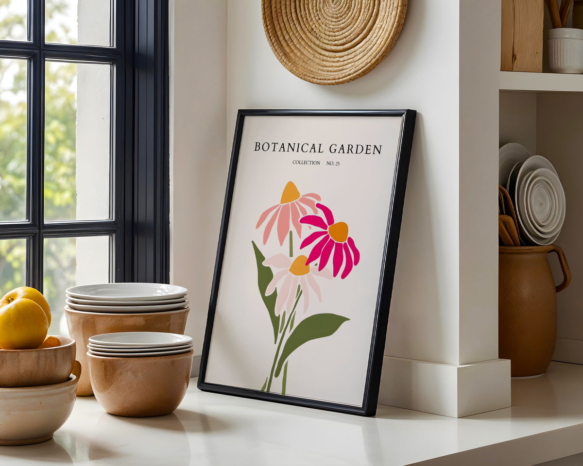 Botanical Garden Abstract Flowers Framed Poster – Framed Wall Art Poster - Image 1