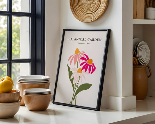 Botanical Garden Abstract Flowers Framed Poster – Framed Wall Art Poster - Image 1