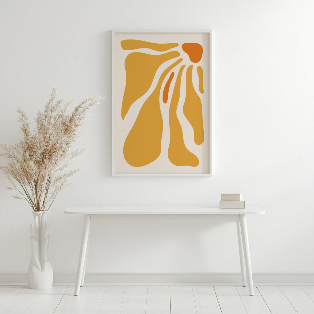Abstract Golden Bloom Framed Poster – Framed Wall Art Poster - Image 1