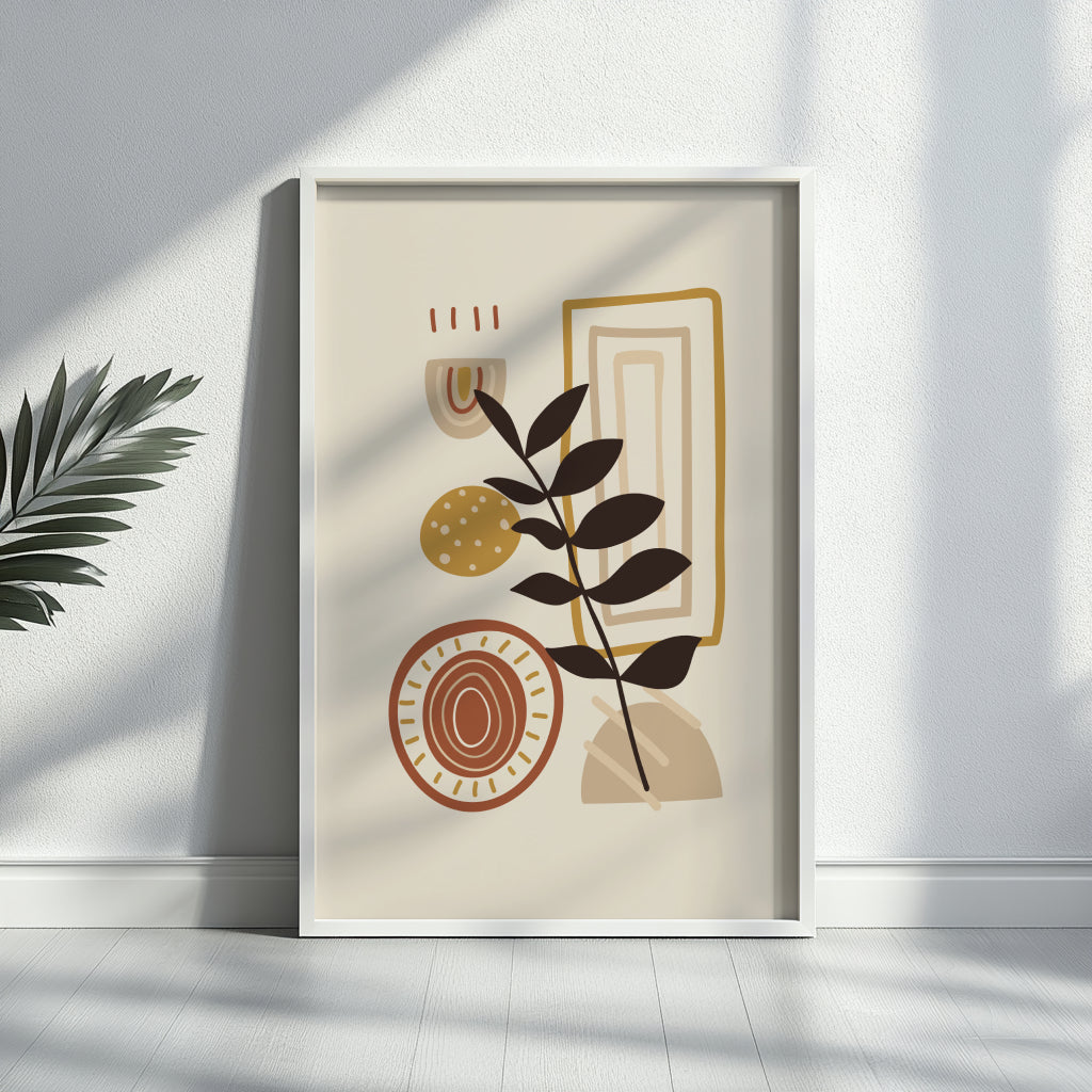 Boho Abstract Botanical Shapes Framed Wall Art – Framed Wall Art Poster - Image 1