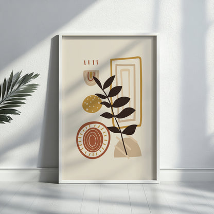 Boho Abstract Botanical Shapes Framed Wall Art – Framed Wall Art Poster - Image 1