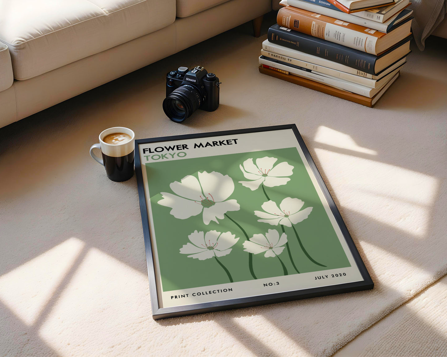 Tokyo Flower Market White Flowers Framed Poster – Framed Wall Art Poster - Image 4