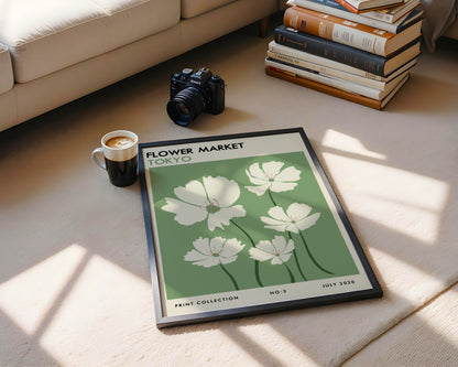 Tokyo Flower Market White Flowers Framed Poster – Framed Wall Art Poster - Image 4