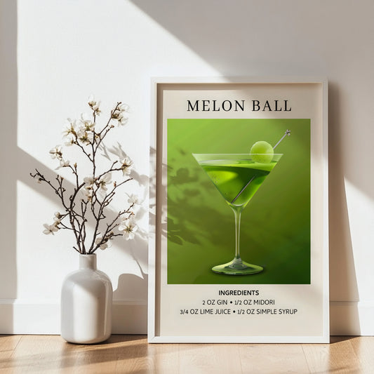 Melon Ball Cocktail Recipe Framed Poster – Framed Wall Art Poster - Image 2