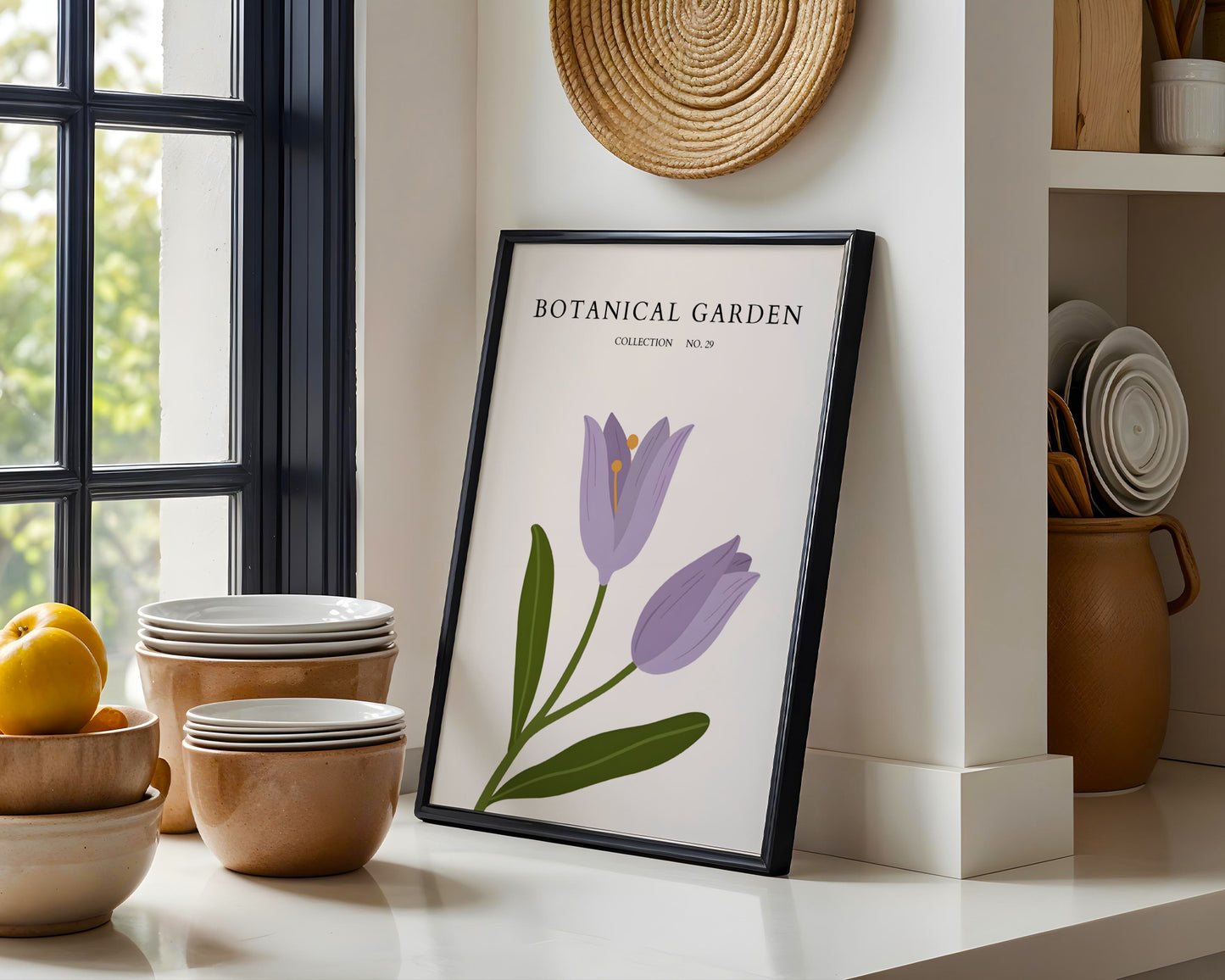 Modern Purple Tulip Botanical Framed Poster – Framed Wall Art Poster - Image 1
