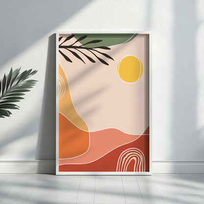 Abstract Bohemian Sun & Earth Tones Framed Poster – Framed Wall Art Poster - Image 1