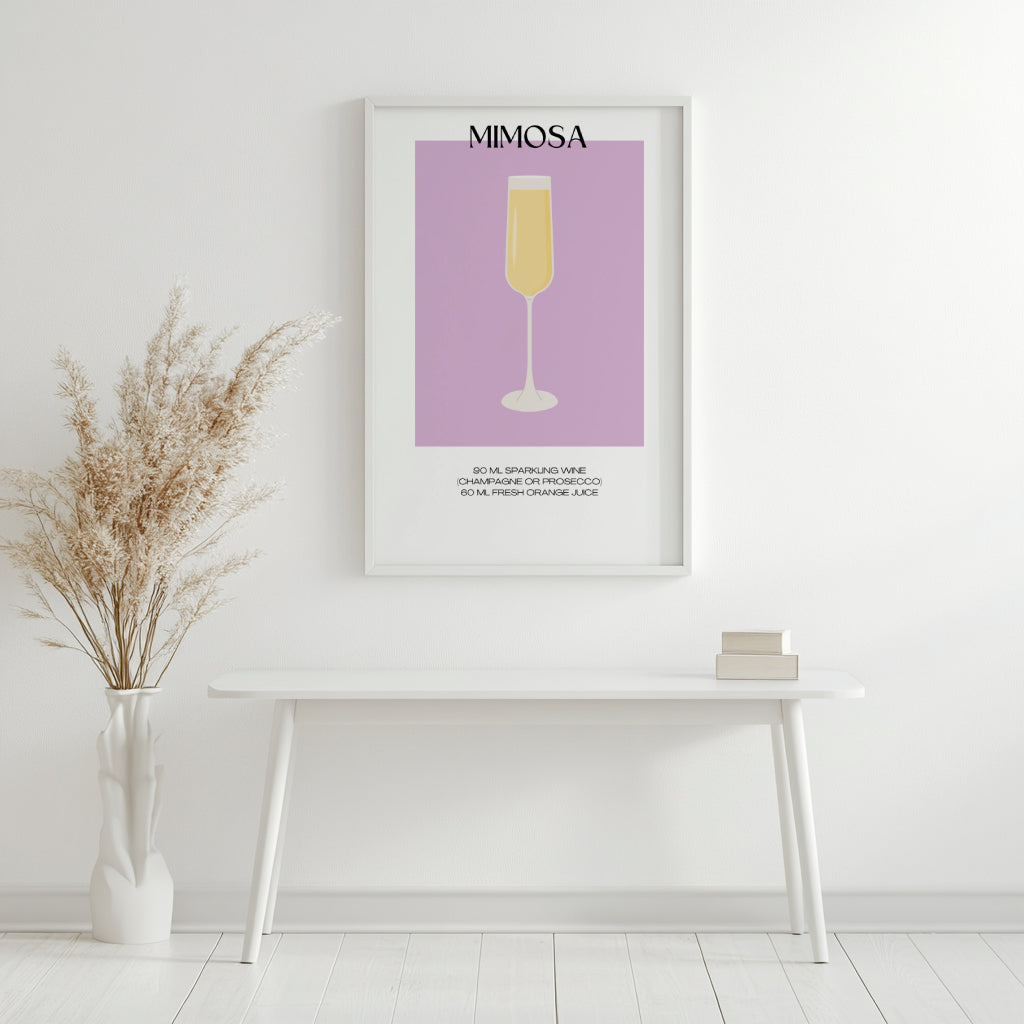 Minimalist Mimosa Cocktail Recipe Framed Poster – Framed Wall Art Poster - Image 2