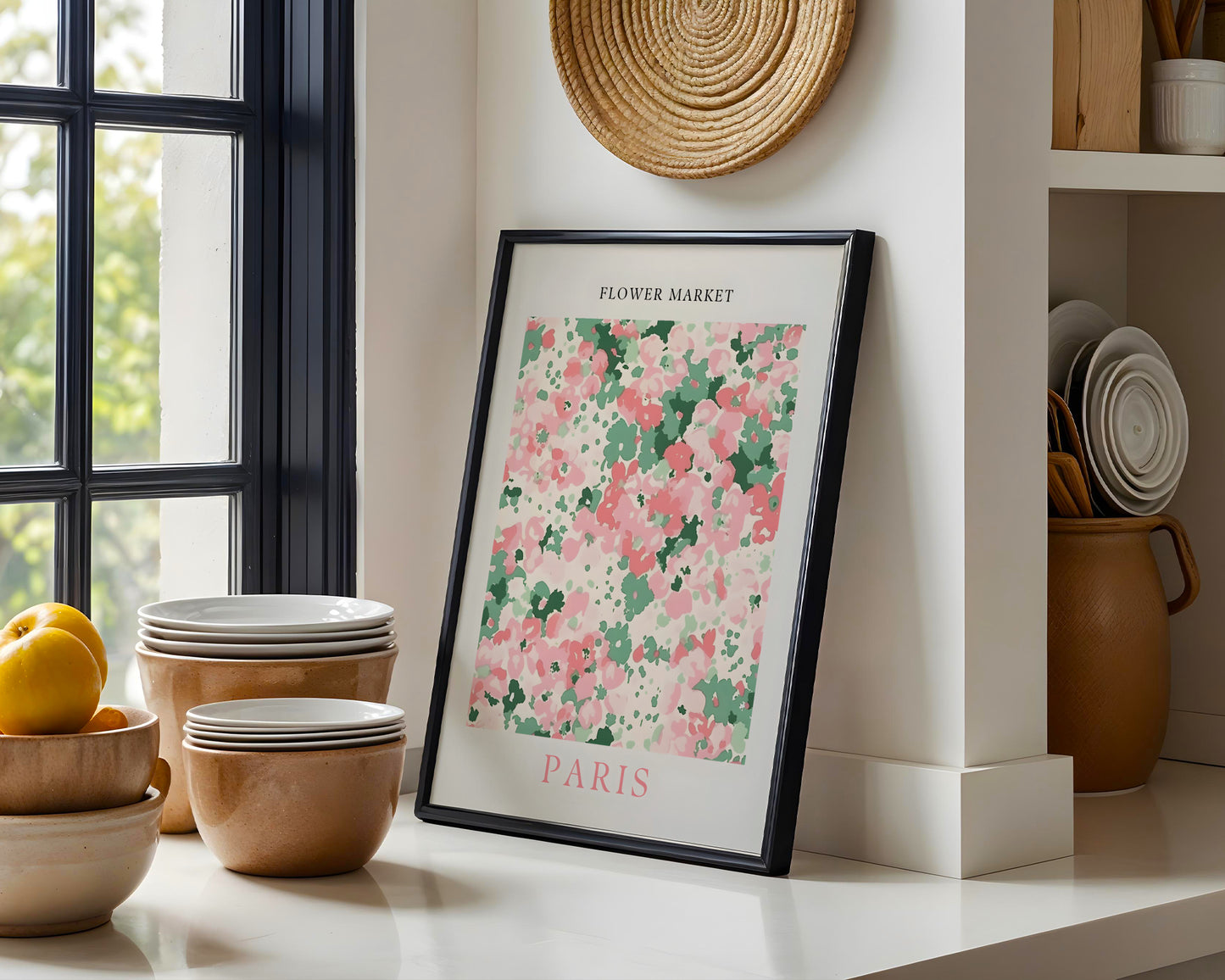 Paris Flower Market Abstract Floral Framed Poster – Framed Wall Art Poster - Image 1