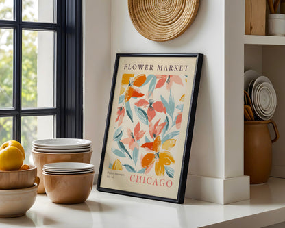 Chicago Flower Market Abstract Framed Poster – Framed Wall Art Poster - Image 1