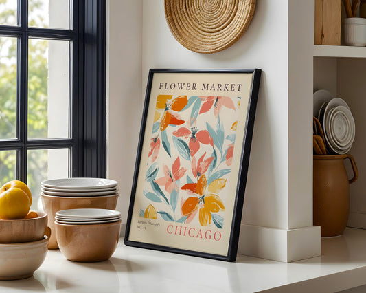 Chicago Flower Market Abstract Framed Poster – Framed Wall Art Poster - Image 1
