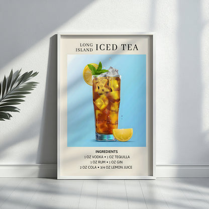 Long Island Iced Tea Cocktail Recipe Framed Poster – Framed Wall Art Poster - Image 3