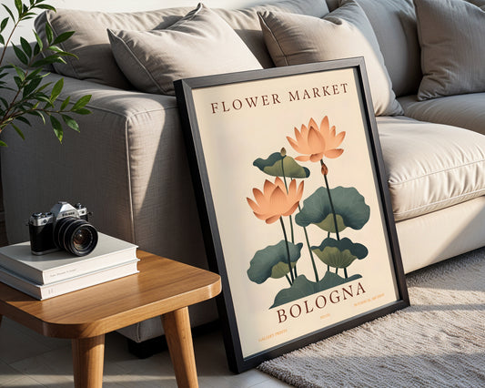 Bologna Flower Market Lotus Framed Poster – Framed Wall Art Poster - Image 1