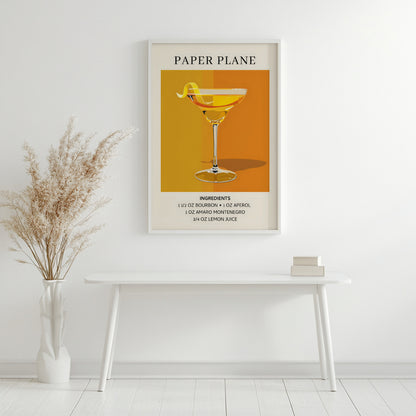 Paper Plane Cocktail Recipe & Ingredients Framed Poster – Framed Wall Art Poster - Image 2