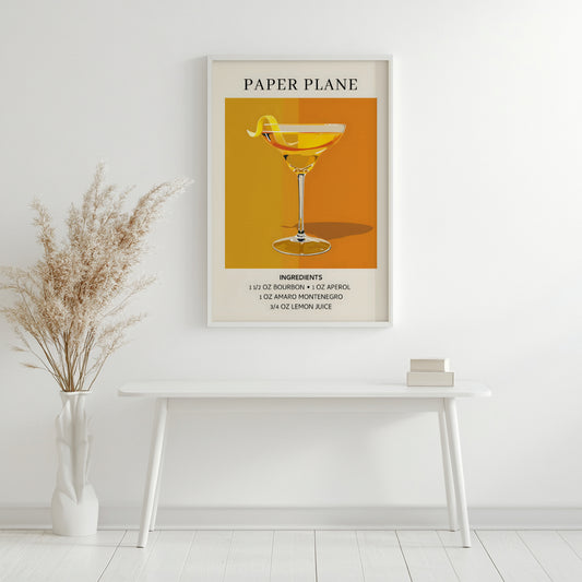 Paper Plane Cocktail Recipe & Ingredients Framed Poster – Framed Wall Art Poster - Image 2