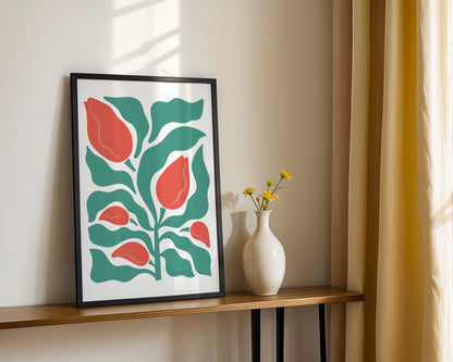 Abstract Red Floral Botanical Framed Poster – Framed Wall Art Poster - Image 4