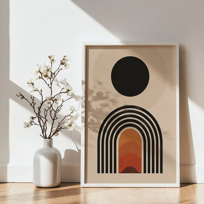 Minimalist Sunset Arch Geometric Wall Art – Framed Wall Art Poster - Image 1