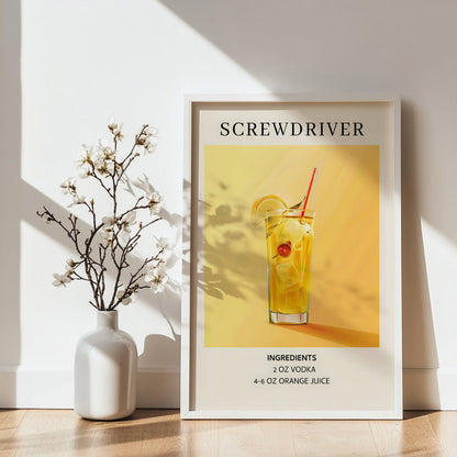 Screwdriver Cocktail Recipe Framed Poster – Framed Wall Art Poster - Image 3