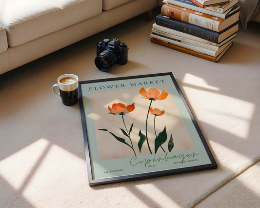 Copenhagen Flower Market Orange Poppies Framed Poster – Framed Wall Art Poster - Image 2