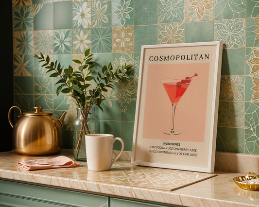 Cosmopolitan Cocktail Recipe Framed Wall Art