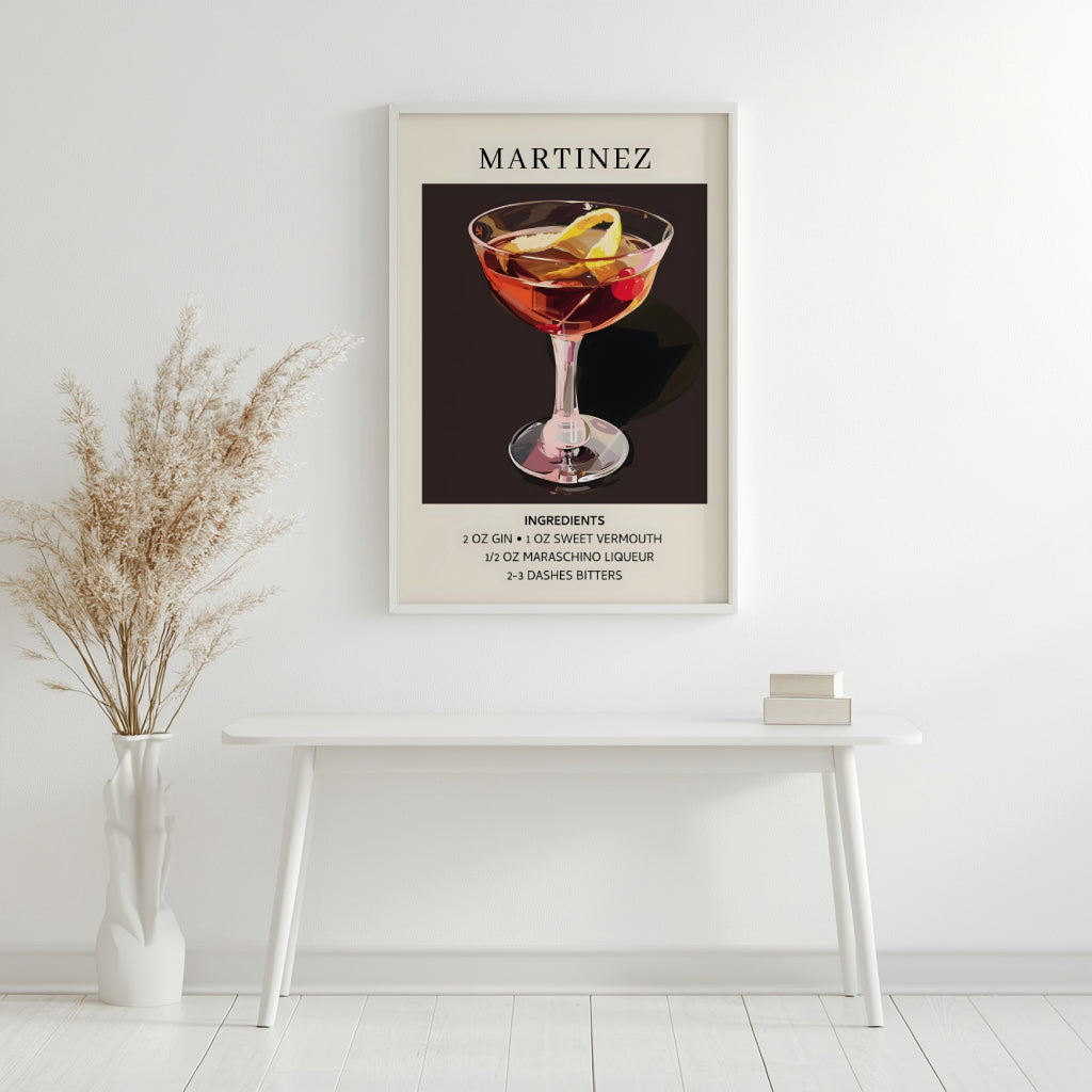 Martinez Cocktail Recipe Framed Poster – Framed Wall Art Poster - Image 2