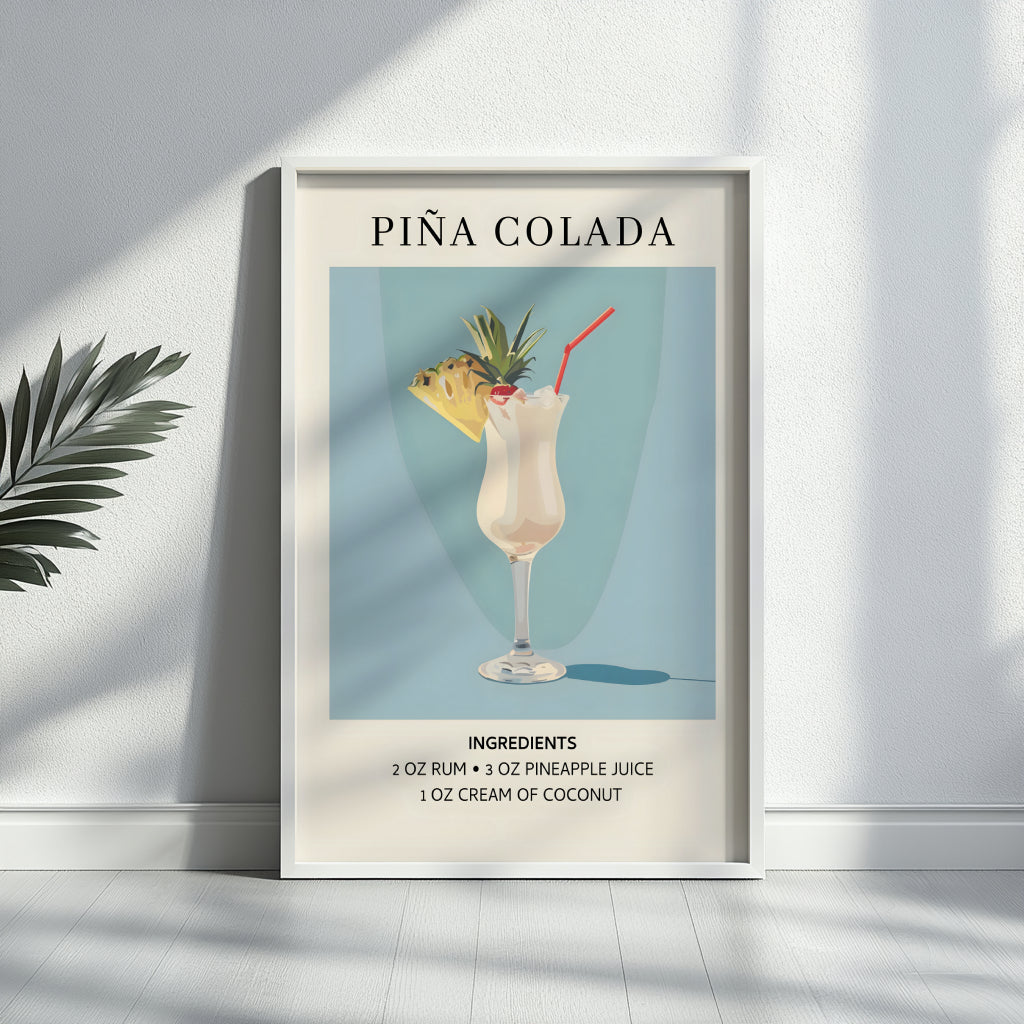 Piña Colada Cocktail Recipe Framed Poster – Framed Wall Art Poster - Image 2