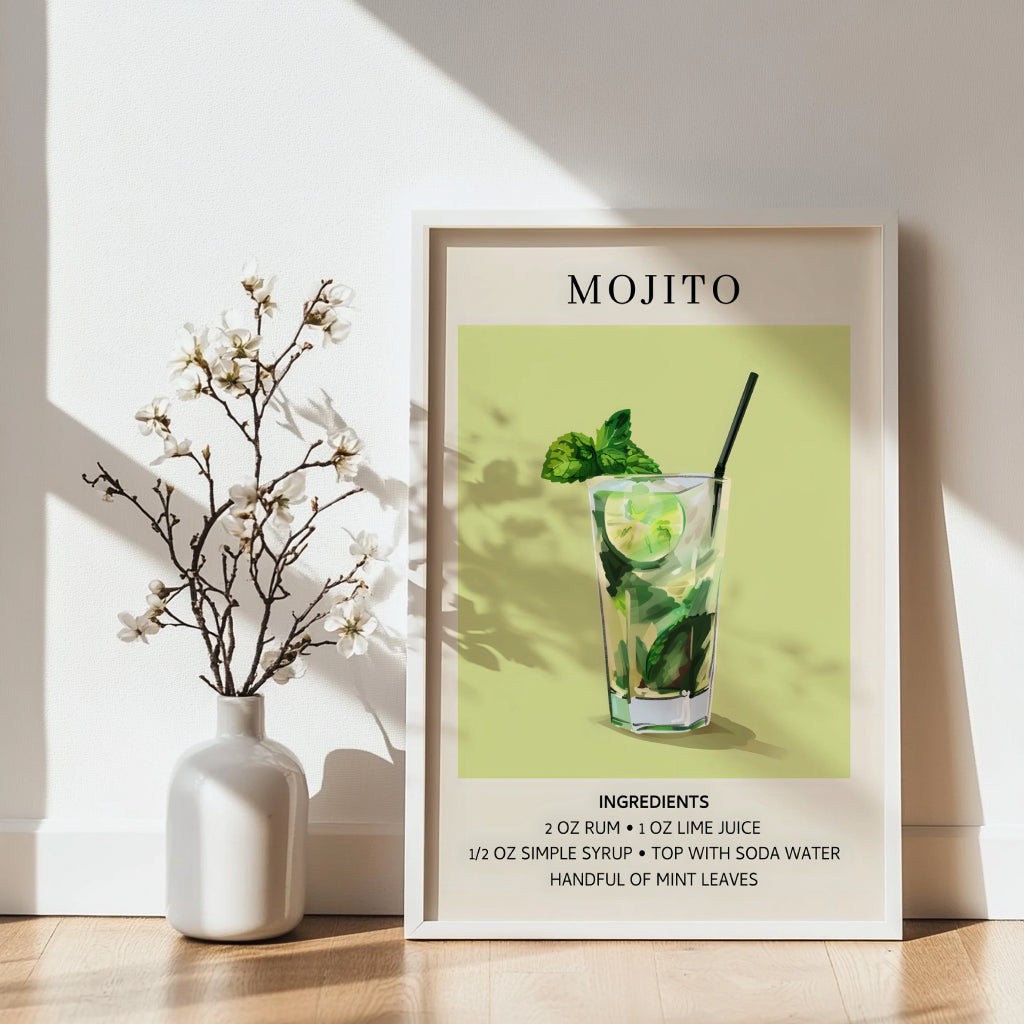 Mojito Recipe Bar Cart Framed Poster – Framed Wall Art Poster - Image 3