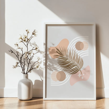 Boho Abstract Palm Leaf Framed Poster – Framed Wall Art Poster - Image 3