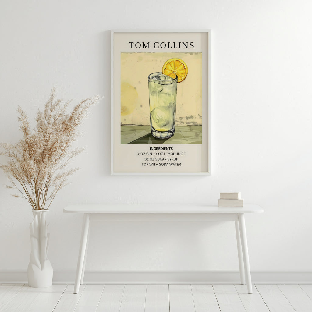 Tom Collins Cocktail Recipe Framed Poster – Framed Wall Art Poster - Image 3