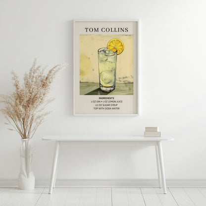 Tom Collins Cocktail Recipe Framed Poster – Framed Wall Art Poster - Image 3
