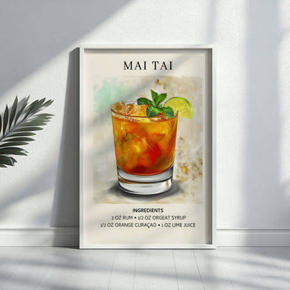 Mai Tai Cocktail Recipe Framed Poster – Framed Wall Art Poster - Image 4