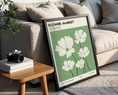 Tokyo Flower Market White Flowers Framed Poster – Framed Wall Art Poster - Image 2