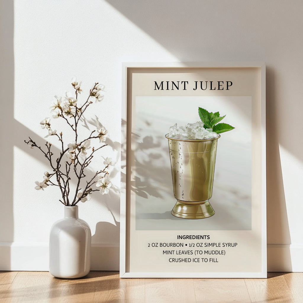 Mint Julep Cocktail Recipe Framed Poster – Framed Wall Art Poster - Image 4