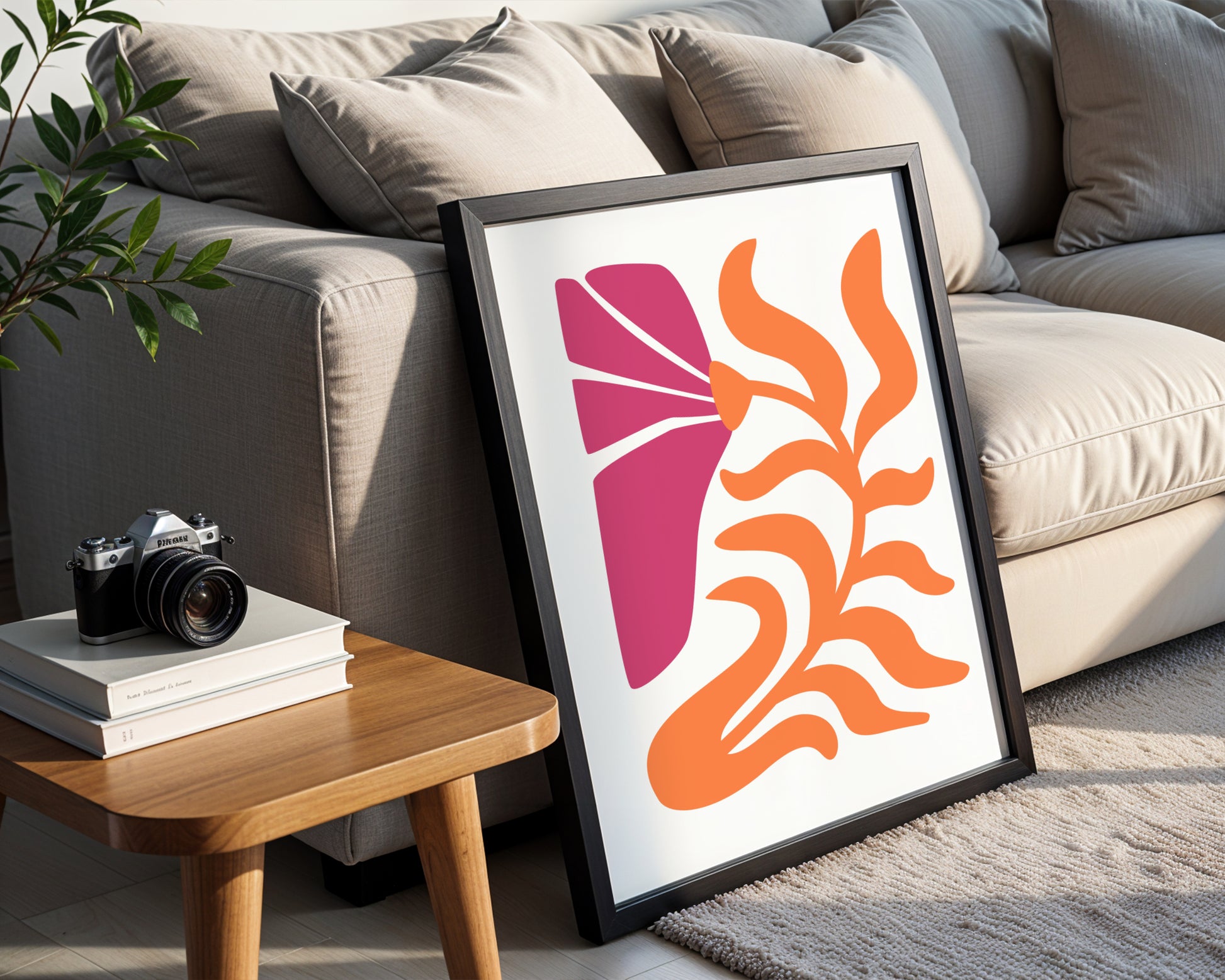 Pink & Orange Abstract Floral Framed Poster – Framed Wall Art Poster - Image 2