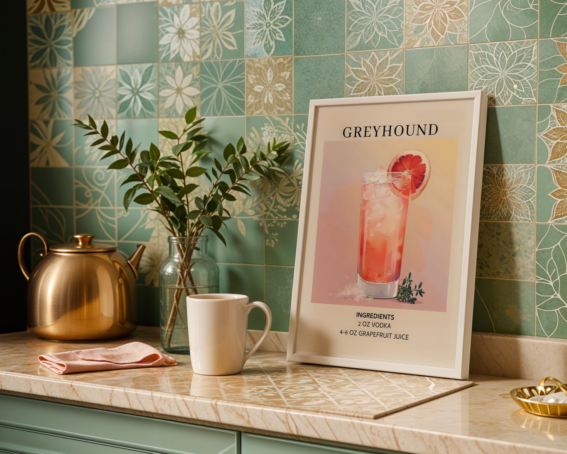 Greyhound Cocktail Recipe Framed Poster – Framed Wall Art Poster - Image 1