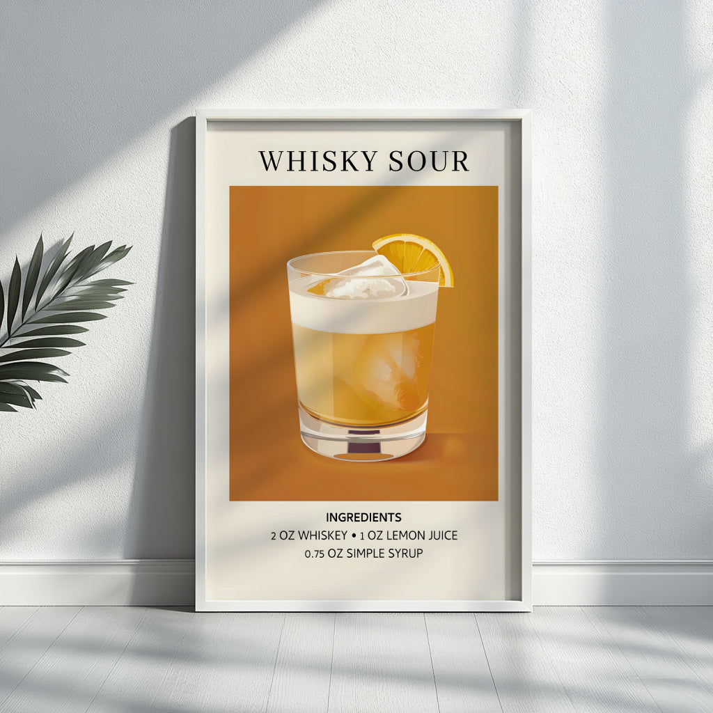 Whisky Sour Cocktail Recipe Framed Poster – Framed Wall Art Poster - Image 3