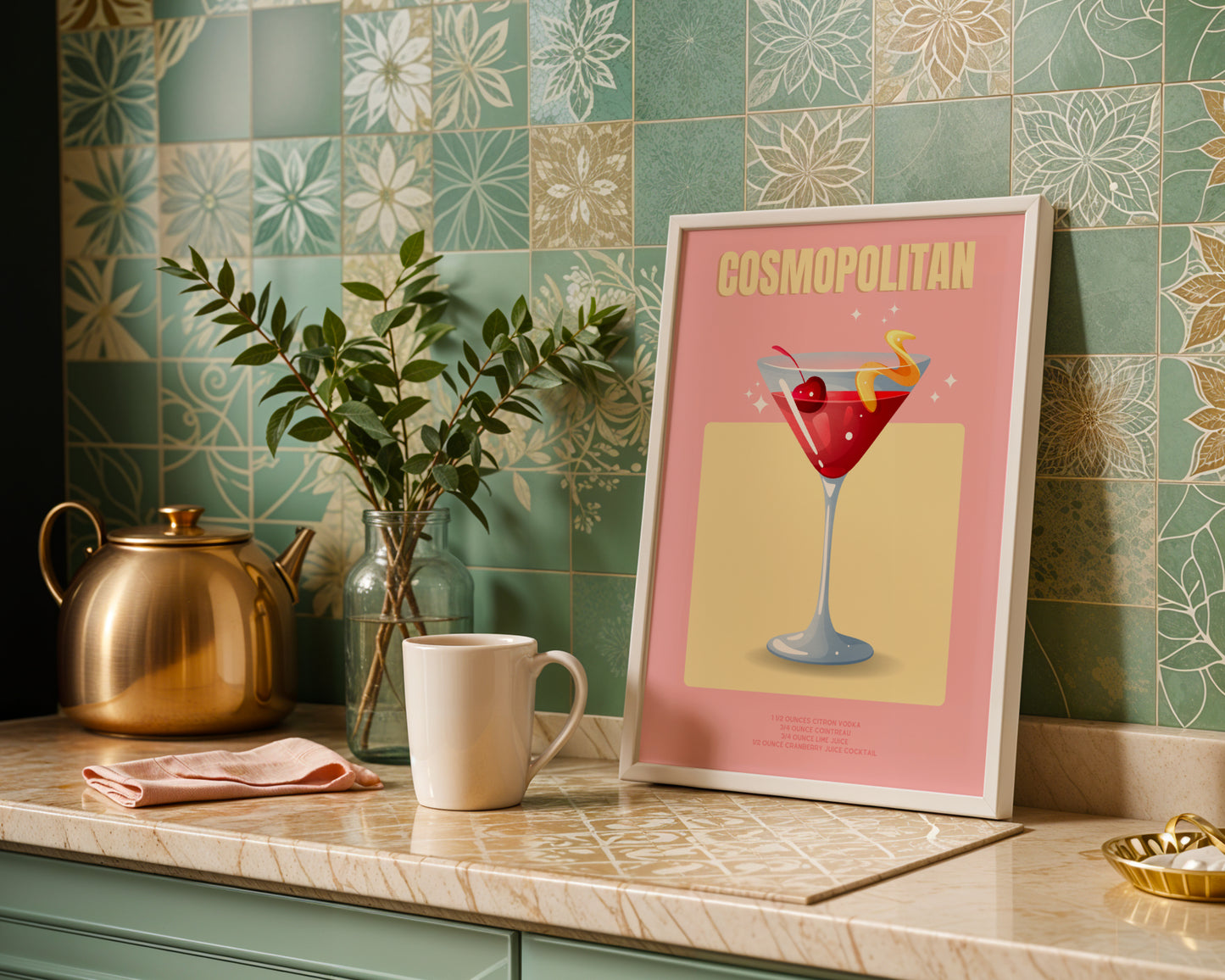 Cosmopolitan Cocktail Recipe Framed Poster#1 – Framed Wall Art Poster - Image 1