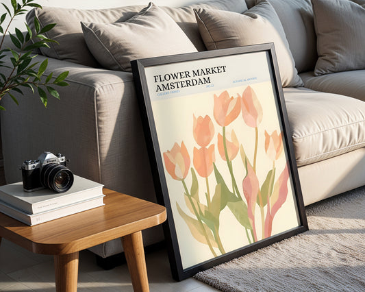 Amsterdam Flower Market Tulips Framed Poster #1 – Framed Wall Art Poster - Image 1