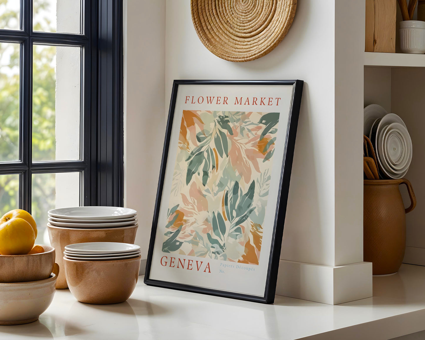 Geneva Flower Market Abstract Botanical Framed Poster – Framed Wall Art Poster - Image 1