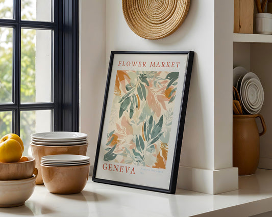 Geneva Flower Market Abstract Botanical Framed Poster – Framed Wall Art Poster - Image 1