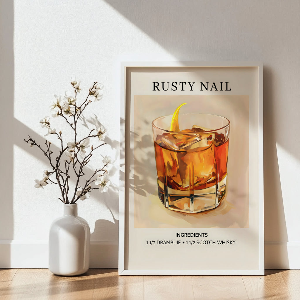 Rusty Nail Cocktail Recipe Framed Poster – Framed Wall Art Poster - Image 3