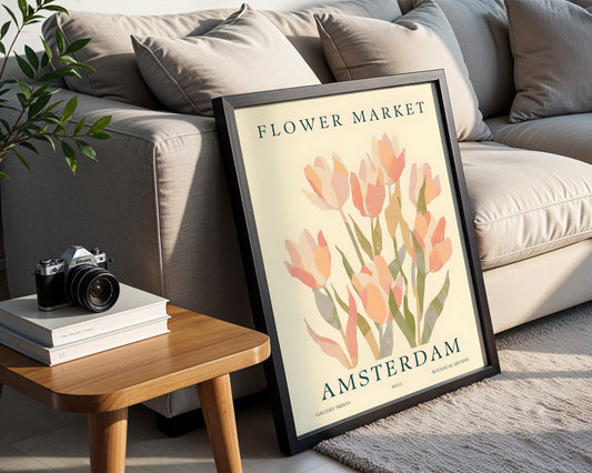 Amsterdam Tulips Flower Market Framed Poster – Framed Wall Art Poster - Image 1