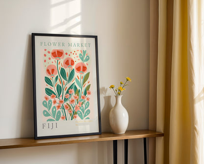 Fiji Flower Market Abstract Floral Framed Poster – Framed Wall Art Poster - Image 3