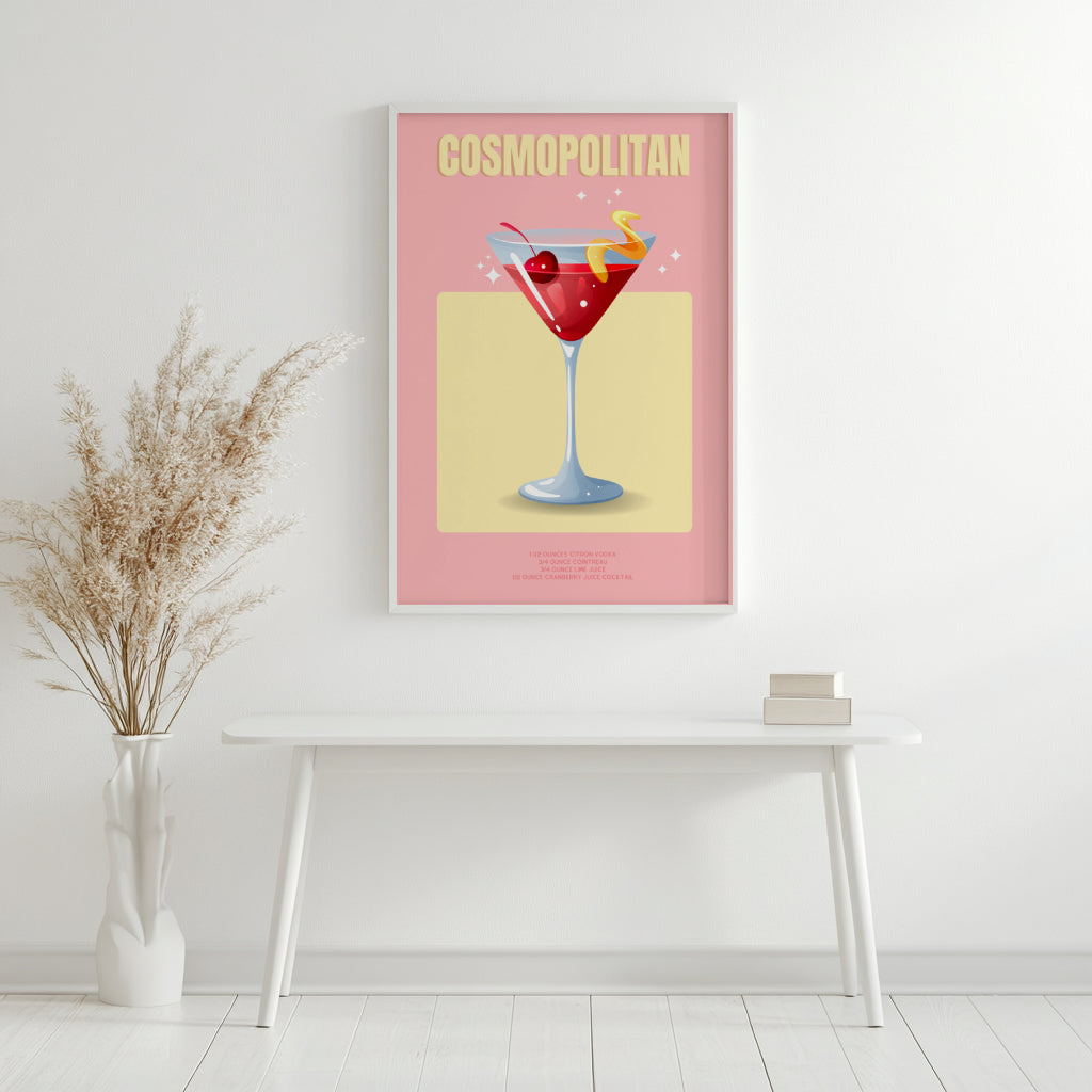 Cosmopolitan Cocktail Recipe Framed Poster#1 – Framed Wall Art Poster - Image 3