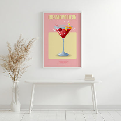 Cosmopolitan Cocktail Recipe Framed Poster#1 – Framed Wall Art Poster - Image 3