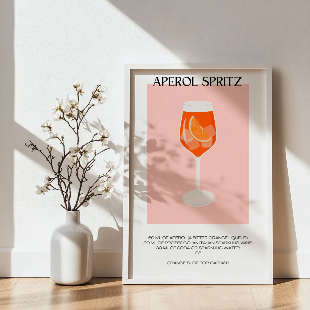 Aperol Spritz Cocktail Recipe - Style #3 Framed Poster – Framed Wall Art Poster - Image 4